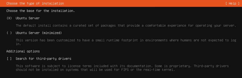 Ubuntu Server 安装类型选择