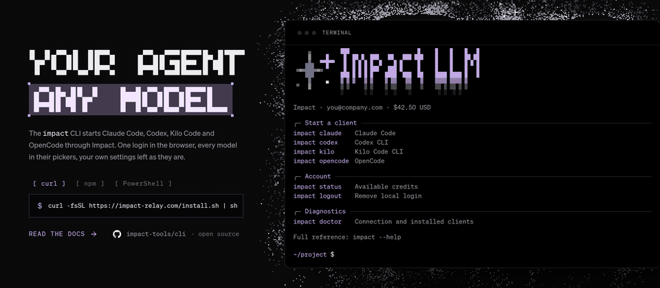Impact CLI: install it, run impact, pick any model in your agent