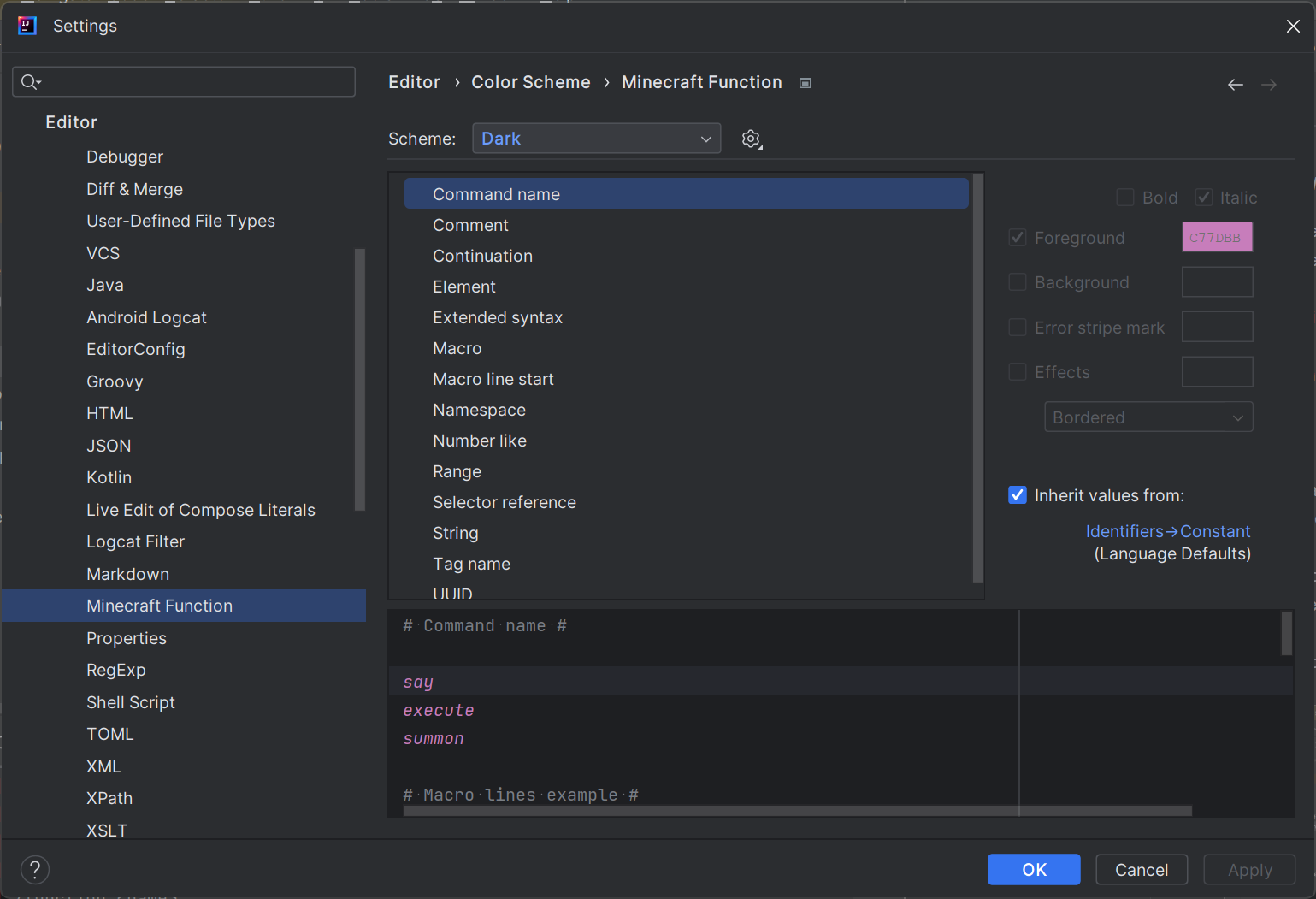 custom syntax highlighting