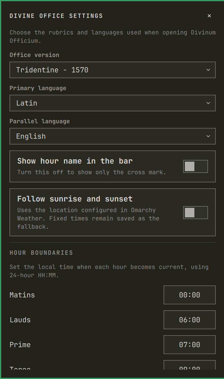 Divinum Officium settings