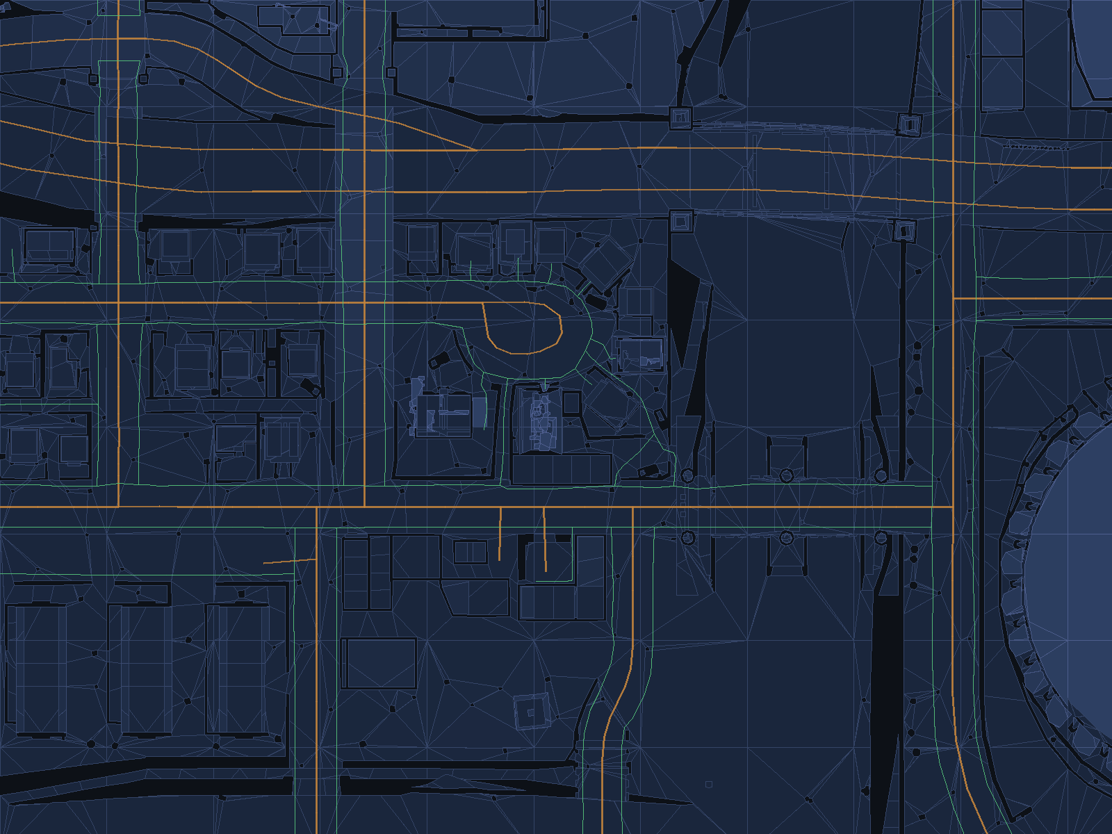 The navigation mesh around Grove Street