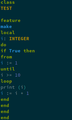 Eiffel code without indentation