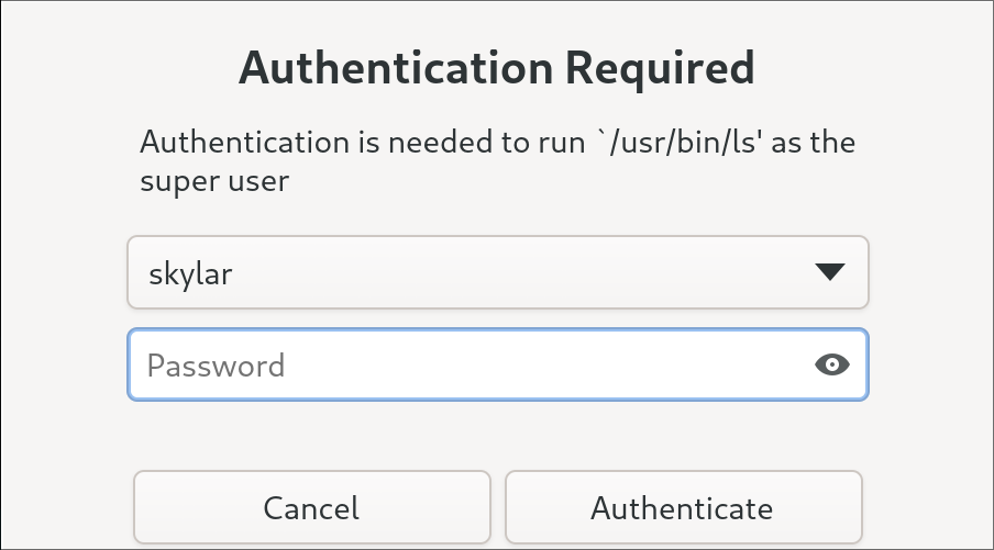 Example authentication popup