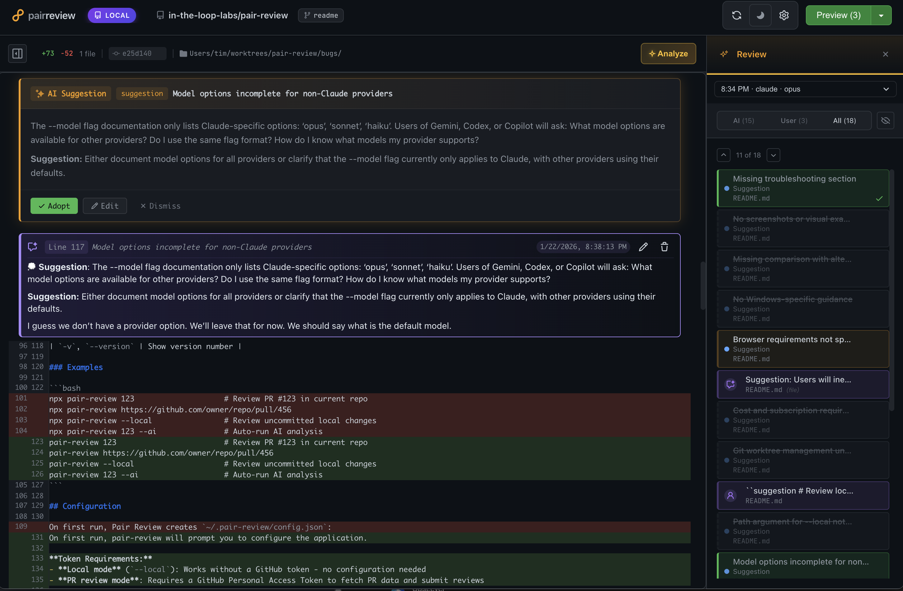 pair-review screenshot