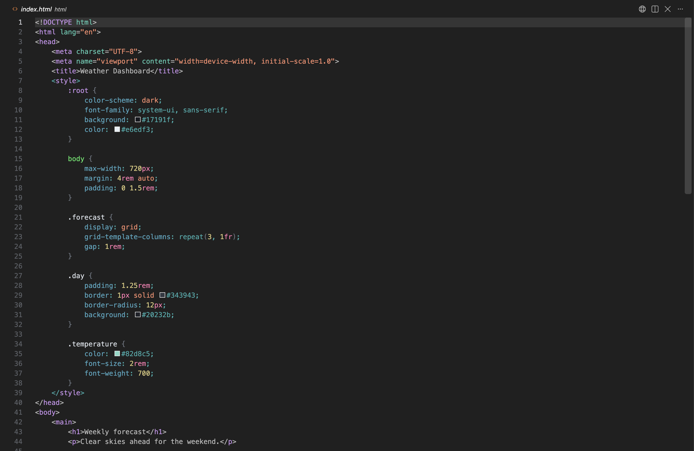 Noctis Theme in HTML