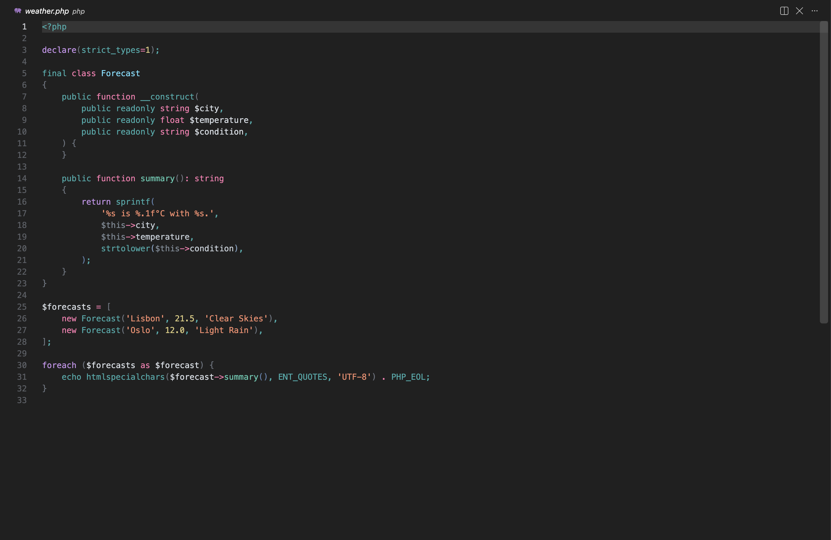 Noctis Theme in PHP