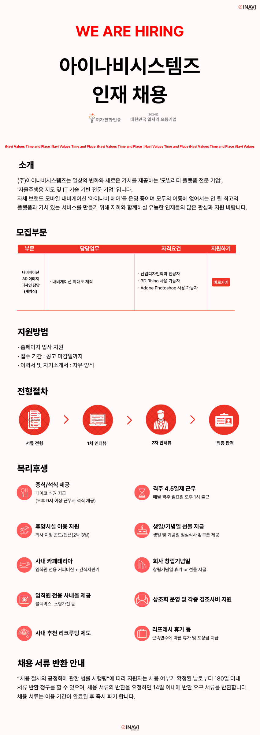 팅크웨어(주) 채용 - [아이나비시스템즈] 내비게이션 3D 이미지 디자인 담당 (계약직) | 잡코리아
