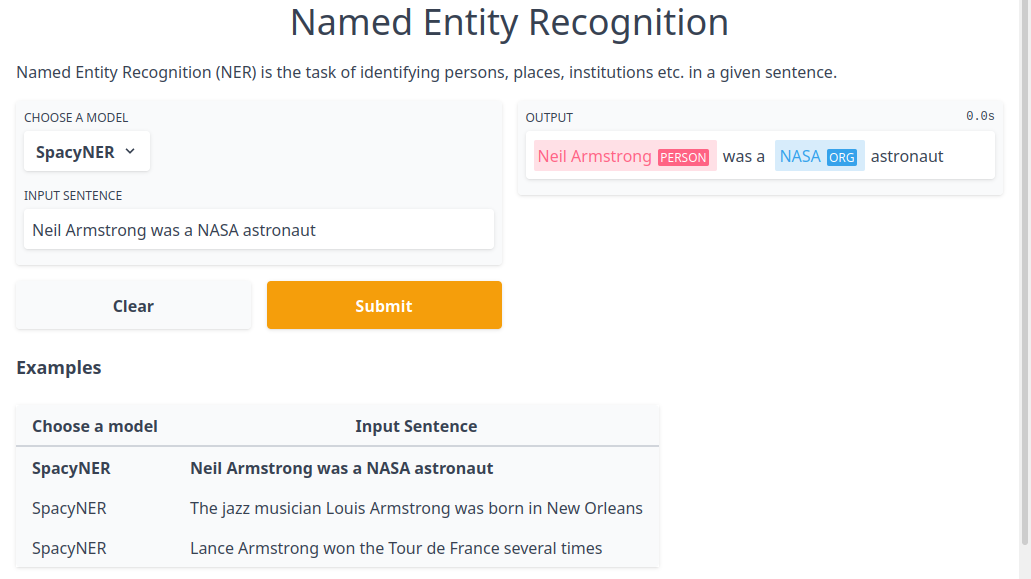 Gradio named entity recognition demo