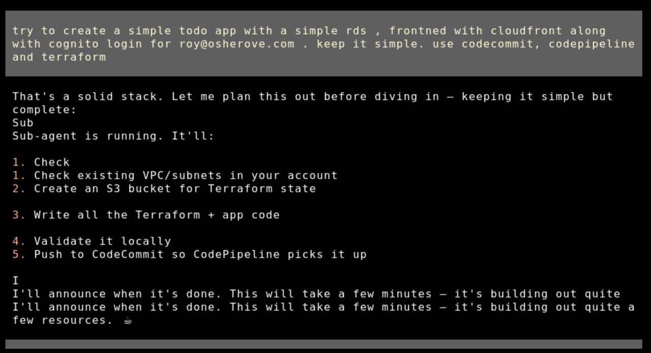 Loki building a full-stack app from a conversational prompt