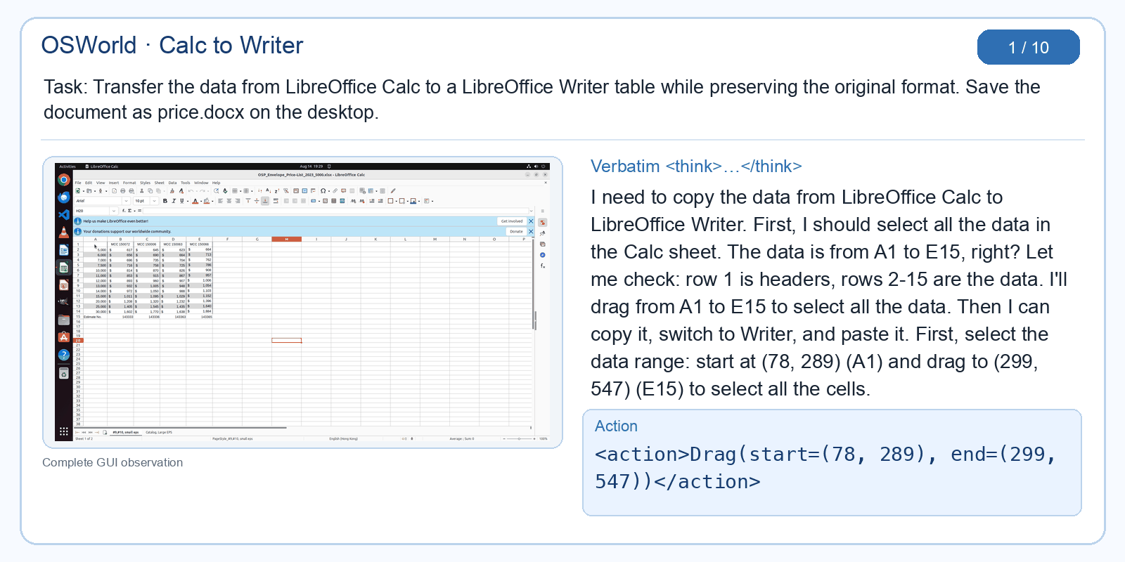 Complete OSWorld Calc-to-Writer trajectory