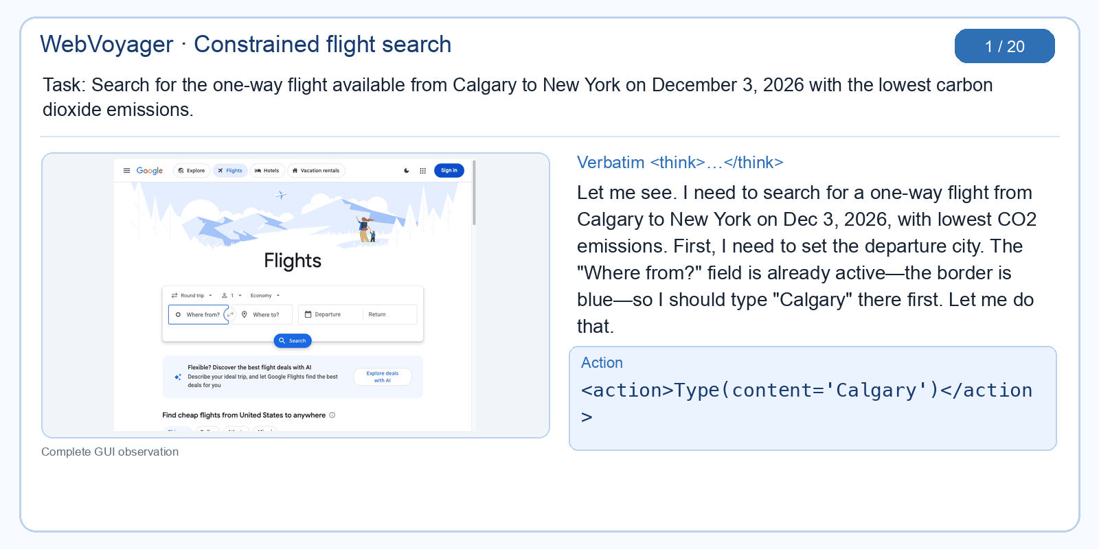 Complete WebVoyager Google Flights trajectory