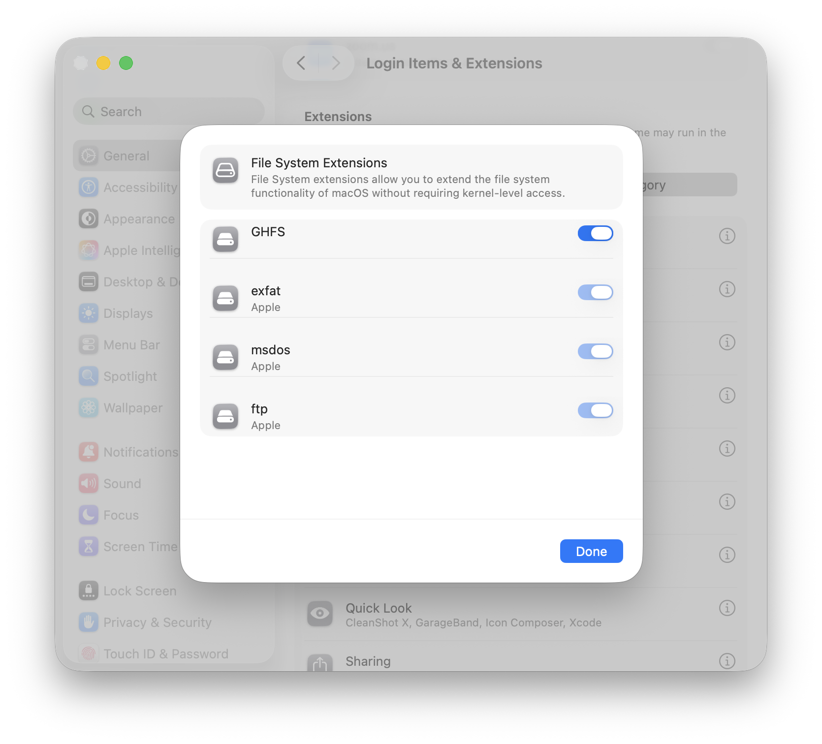 Extension Settings