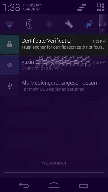 MemorizingTrustManager notification