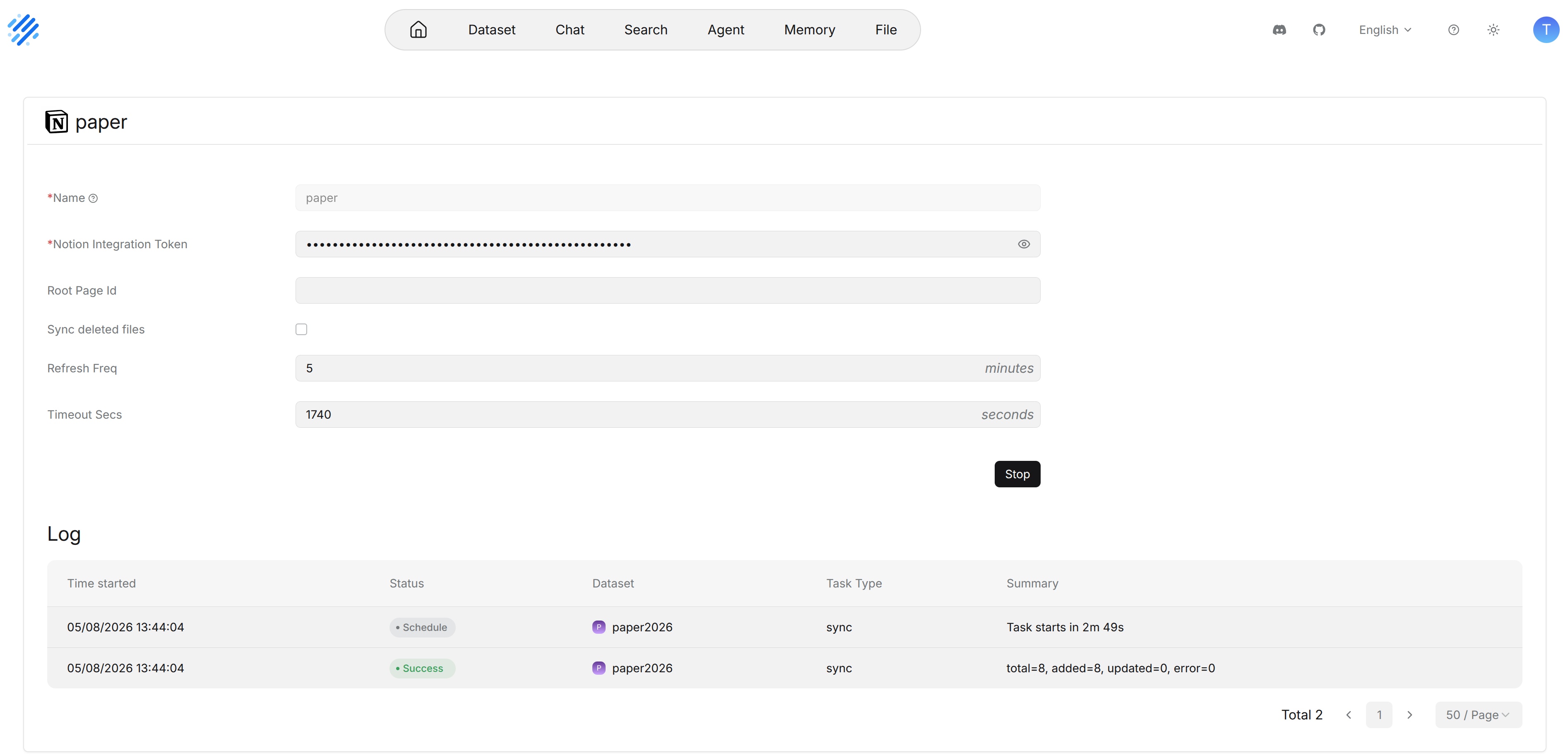 View Connected Data Source Logs