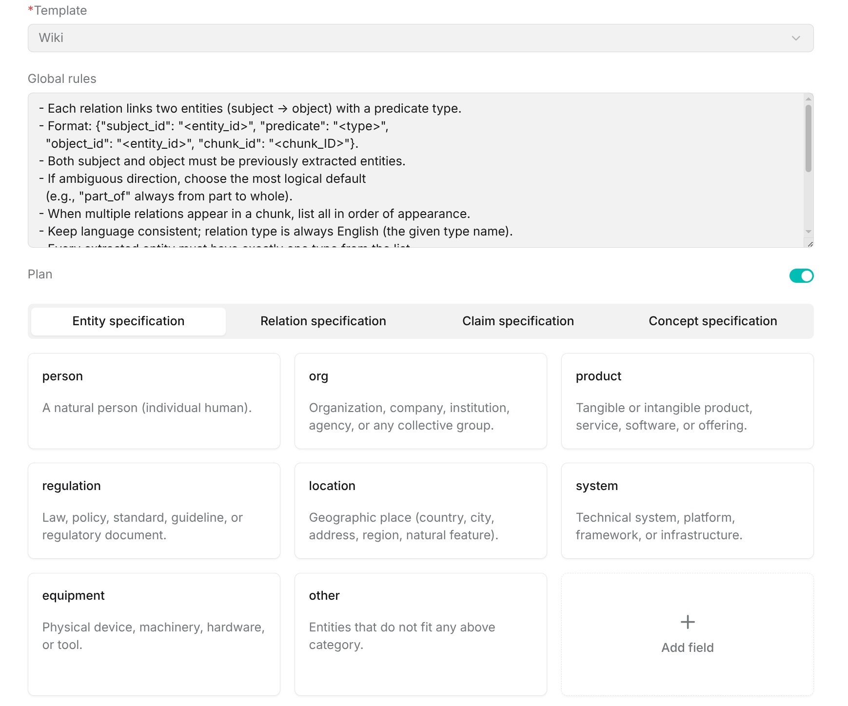 Wiki blueprint configuration