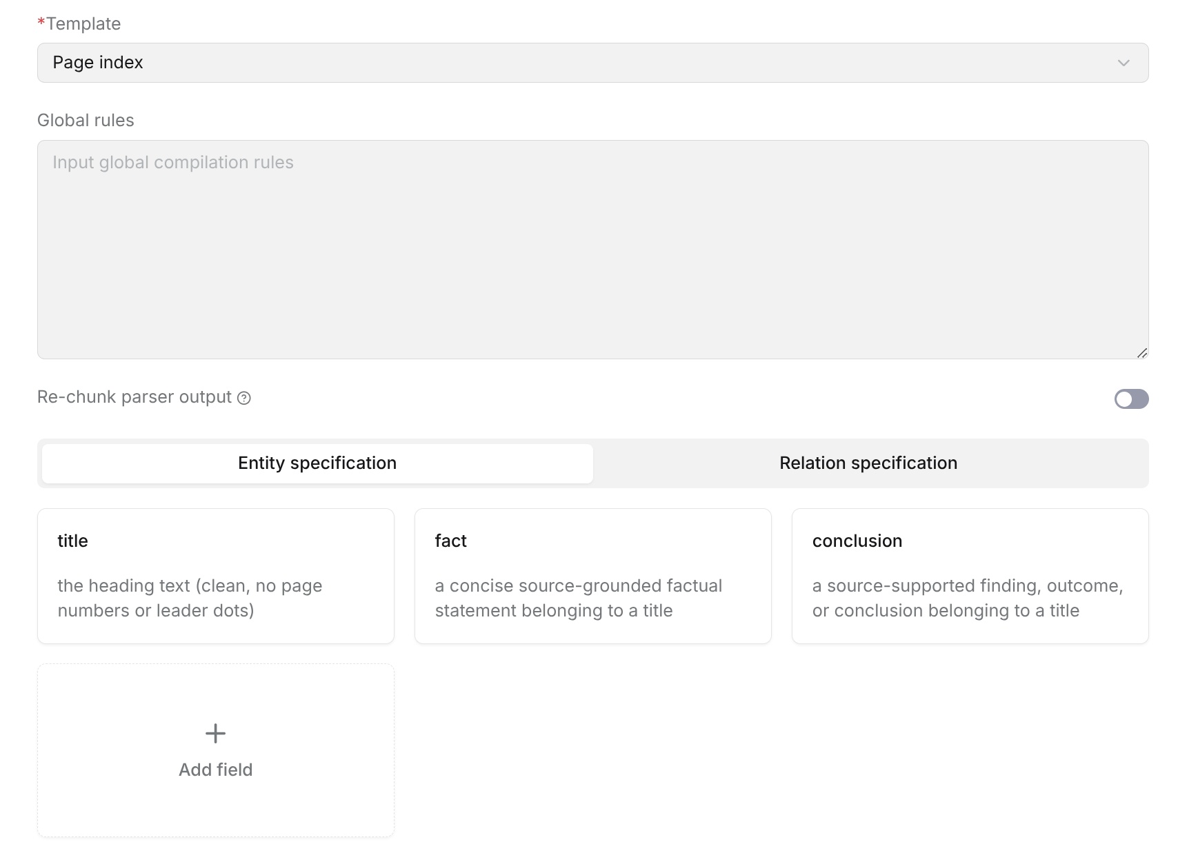 PageIndex configuration description