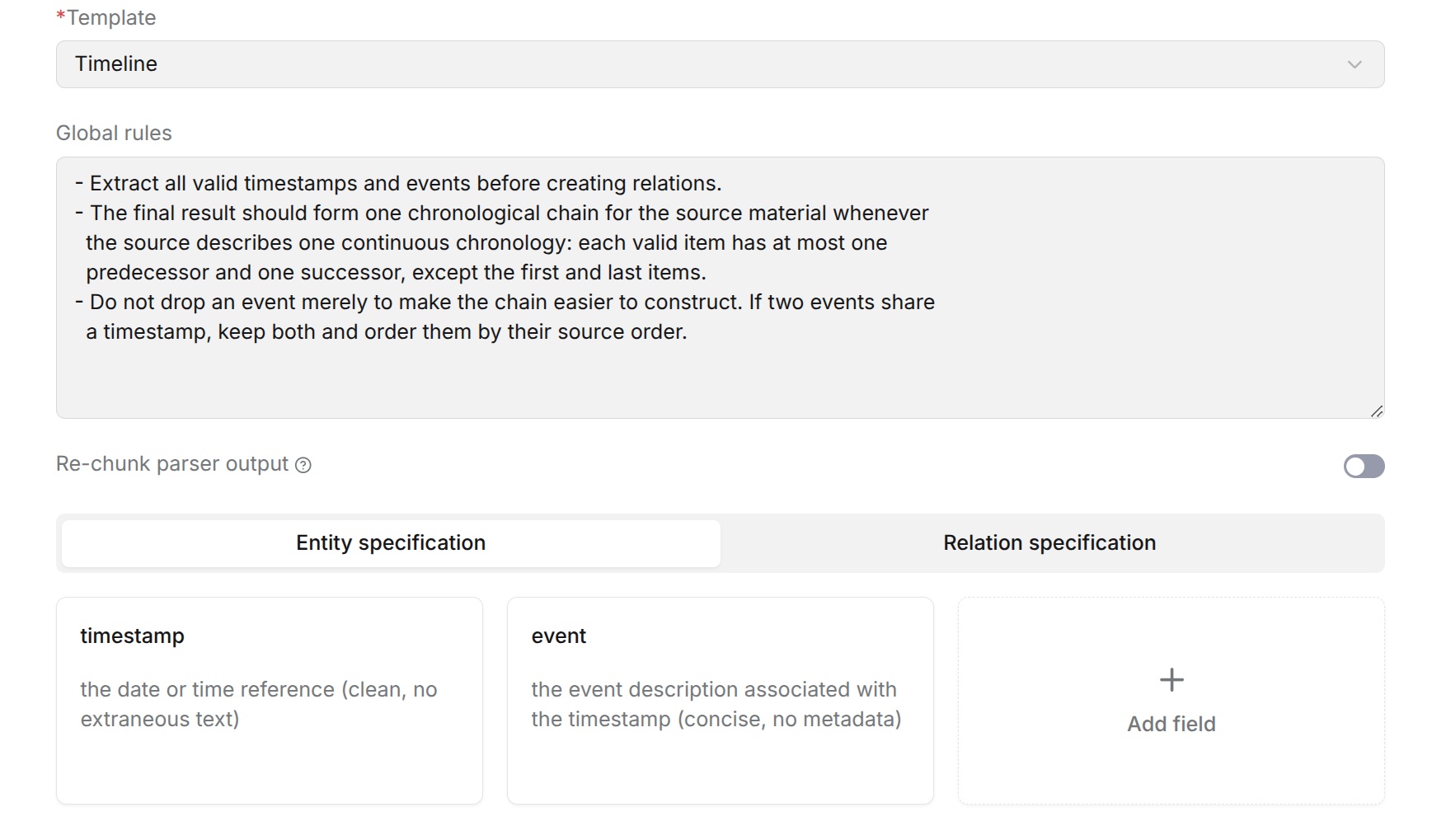 Timeline configuration recommendations