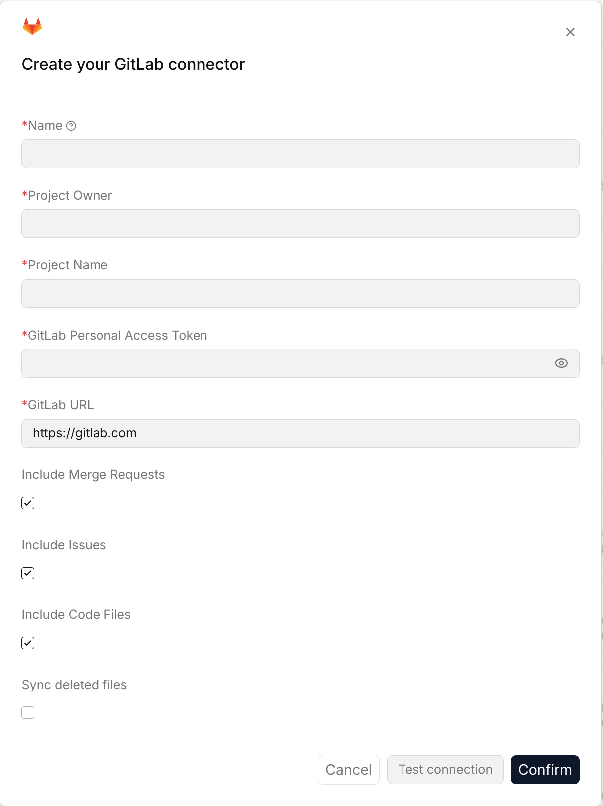 GitLab connection configuration