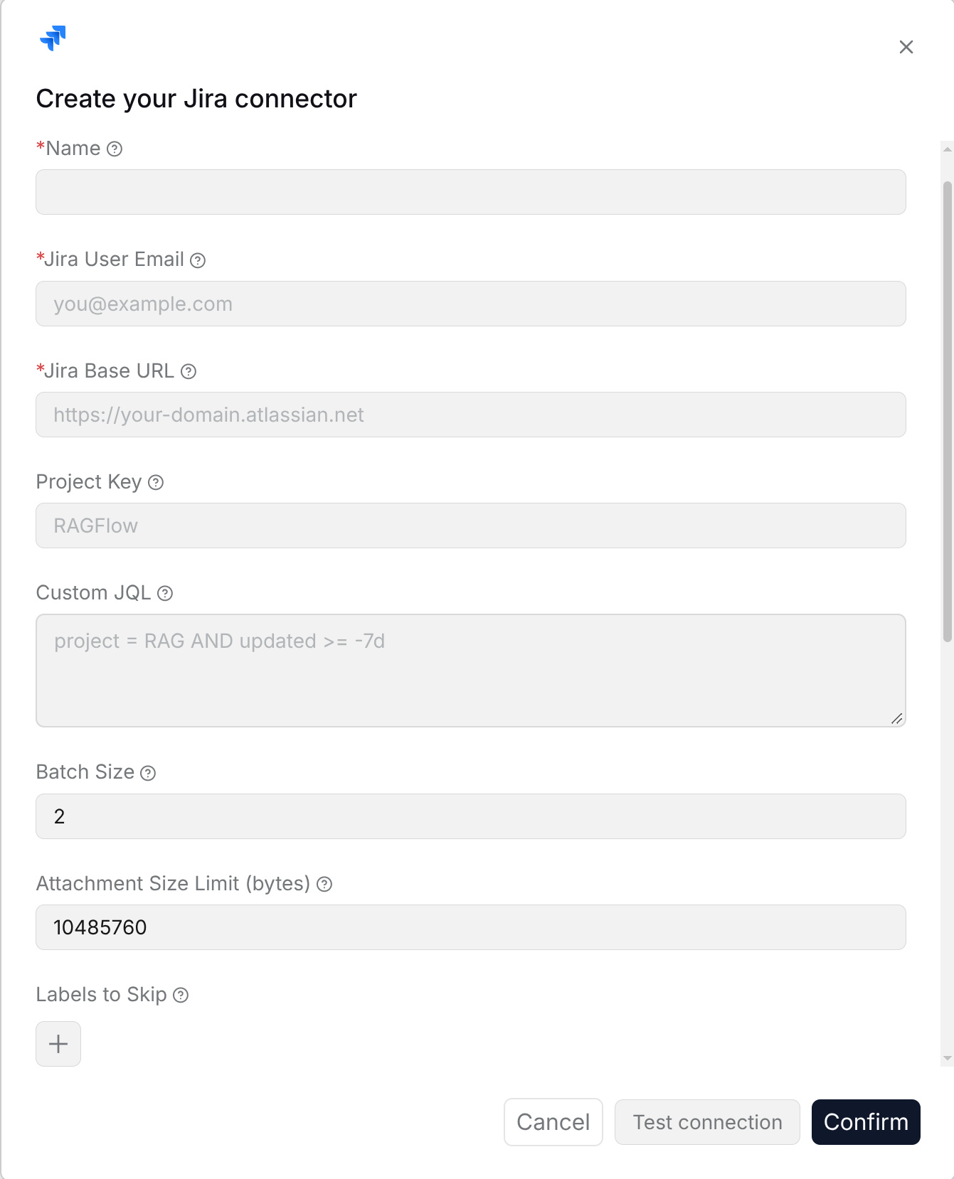 Jira connection configuration