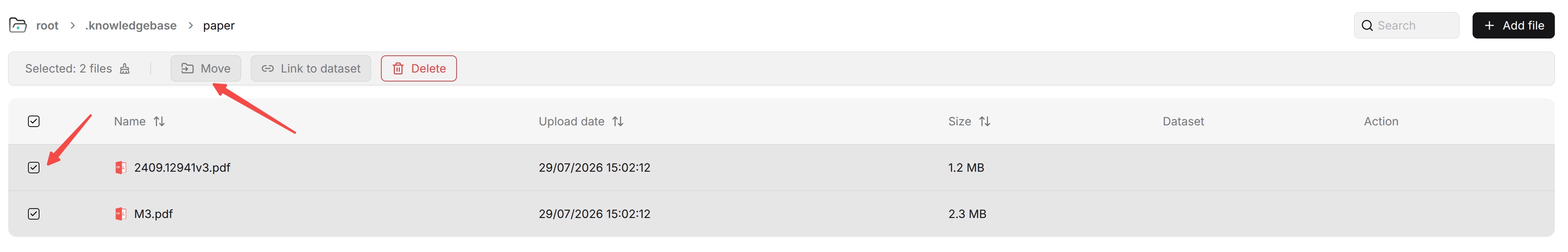 Move selected files