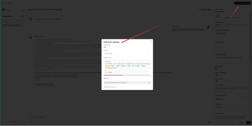 Open the iframe configuration