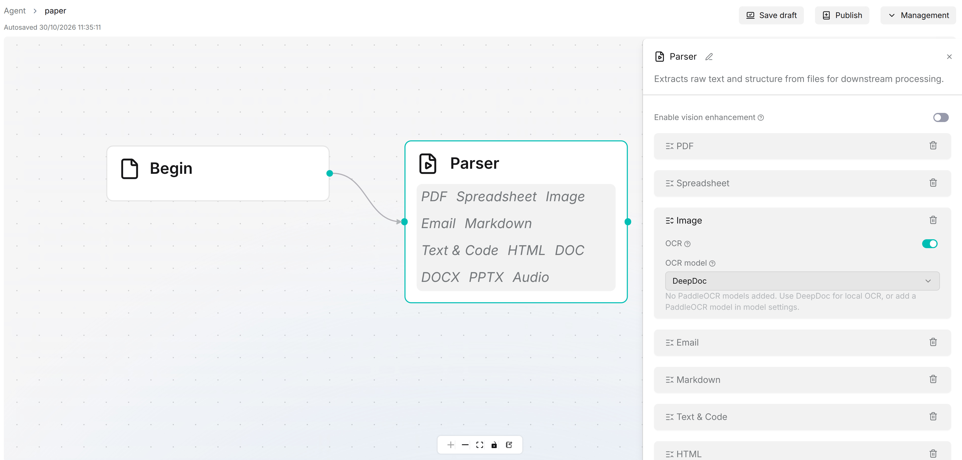 Parser image OCR settings and shared vision enhancement