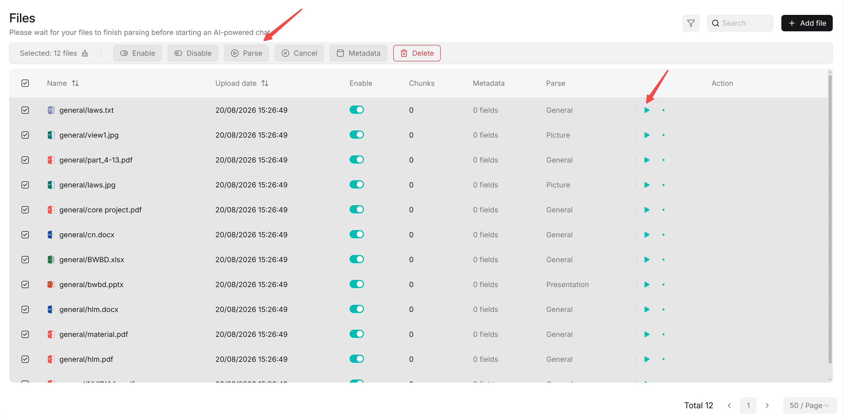 Batch operations for selected documents