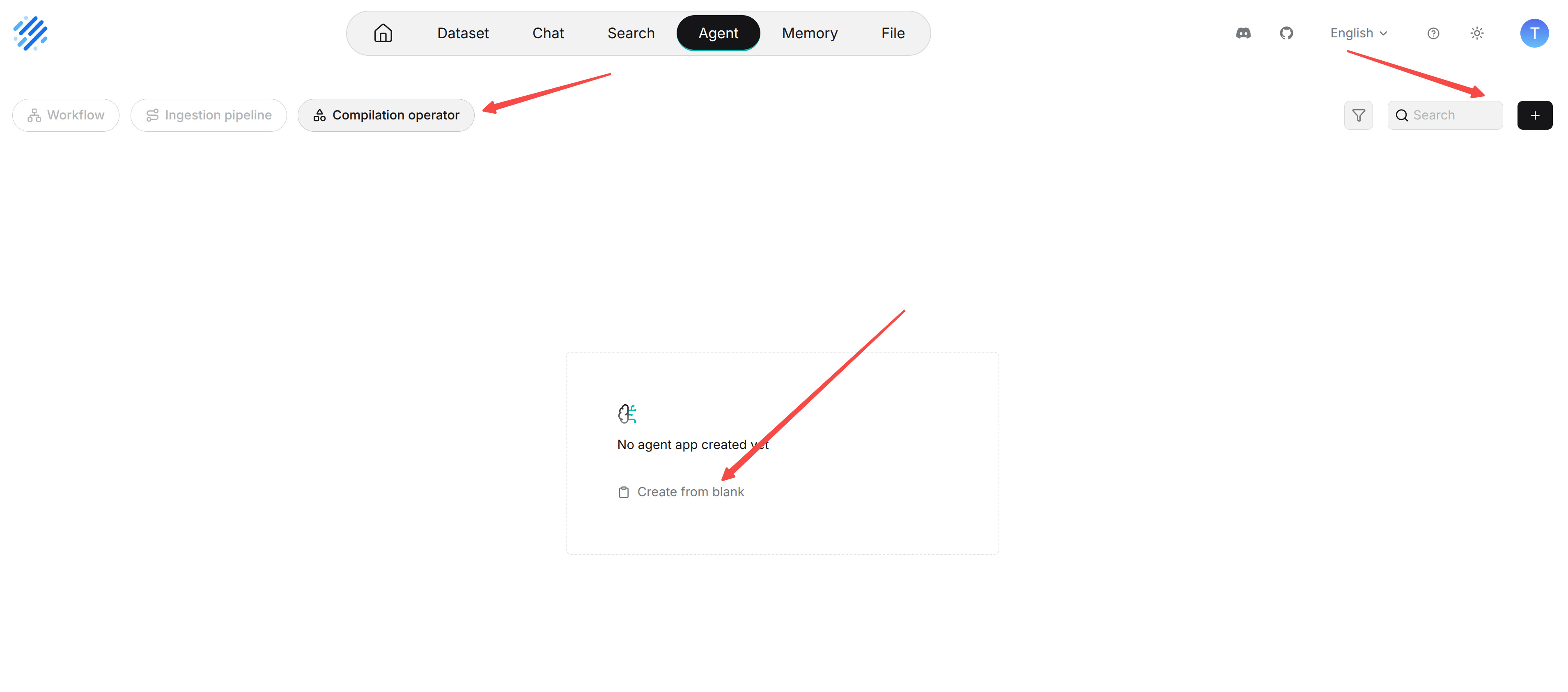 Compilation operator category and Create from blank entry