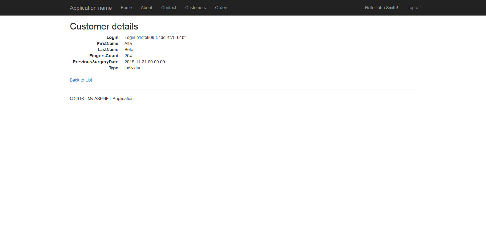 Database table