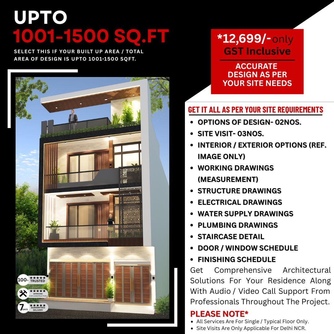 Architect Design Package: between 1001 to 1500 Sq.Ft. Projects.