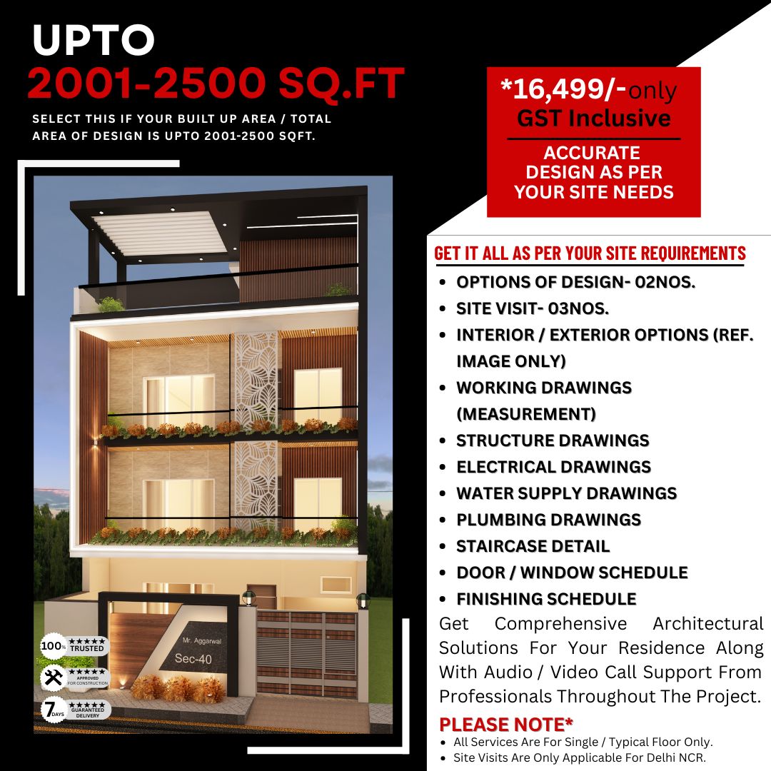 Architect Design Package: between 2001 to 2500 Sq.Ft. Projects.