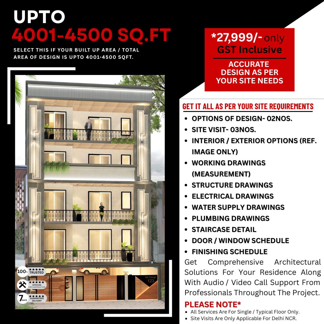 Architect Design Package: between 4001 to 4500 Sq.Ft. Projects.