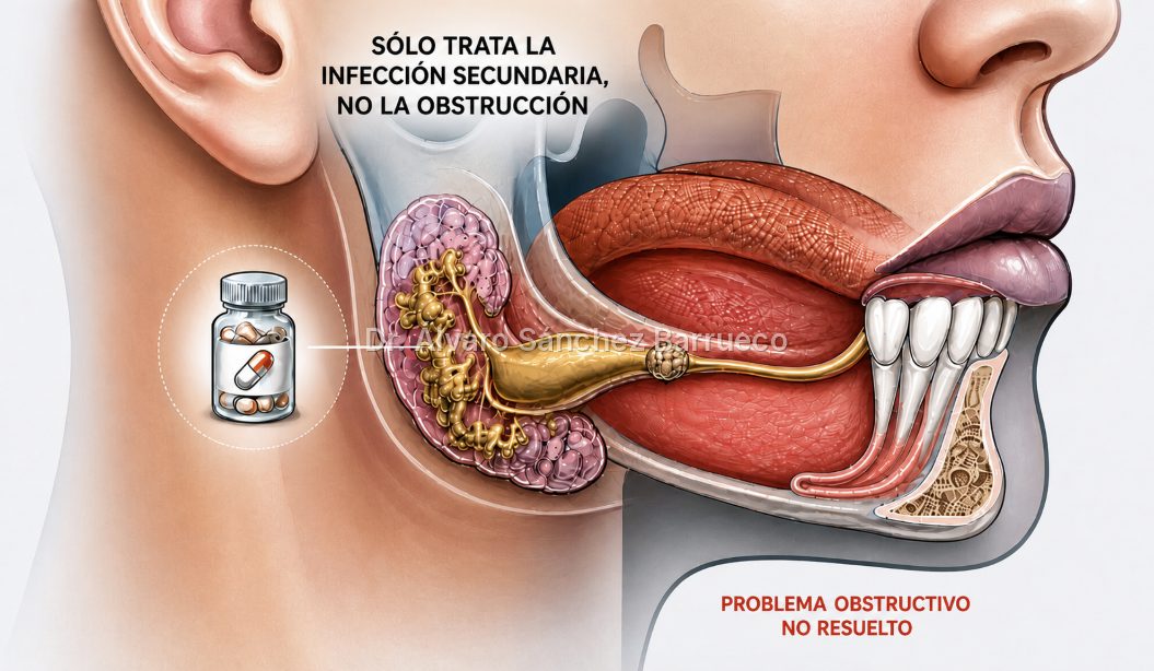 El antibiótico no elimina una piedra ni abre el conducto