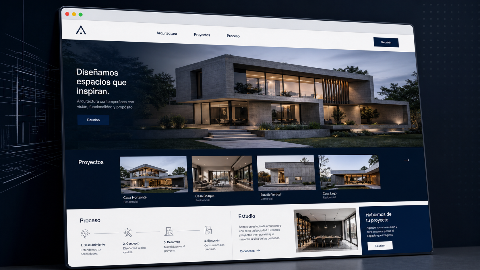 Mockup de página web moderna creada para un negocio profesional