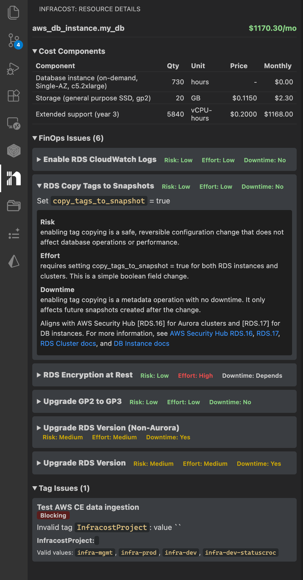 Resource details sidebar
