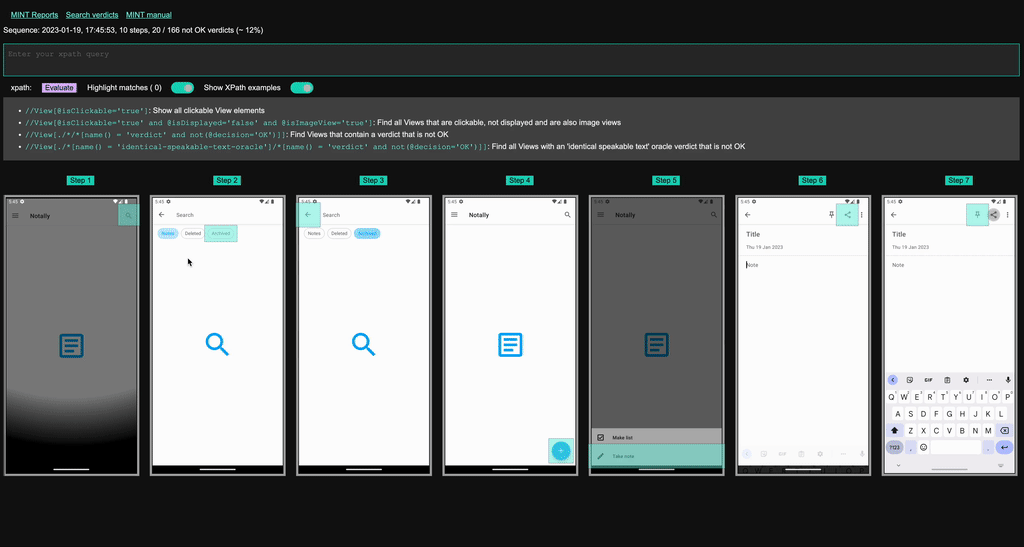 A recording of the MINT reporting tool