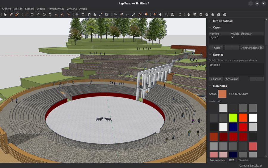 IngeTrazo: a bullring modelled in 3D with terracing, arches and terrain
