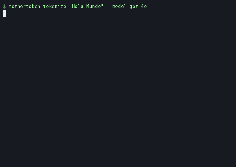 Demo of mothertoken tokenize Hola Mundo