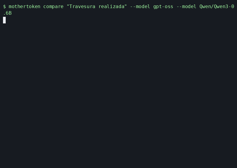 Demo of mothertoken compare Travesura realizada