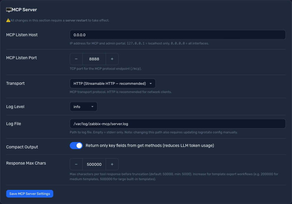 Transport setting in admin portal