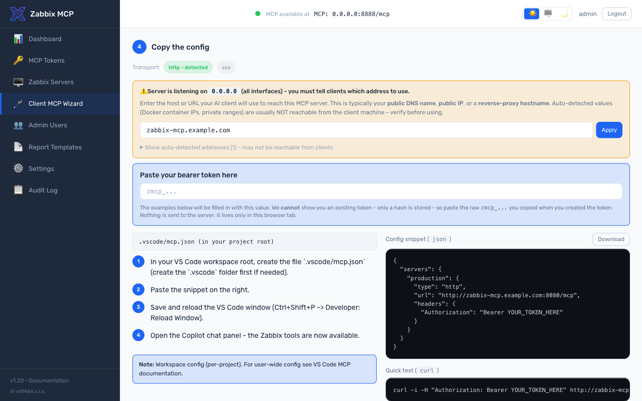 Client MCP Wizard (step 4 output) — Light