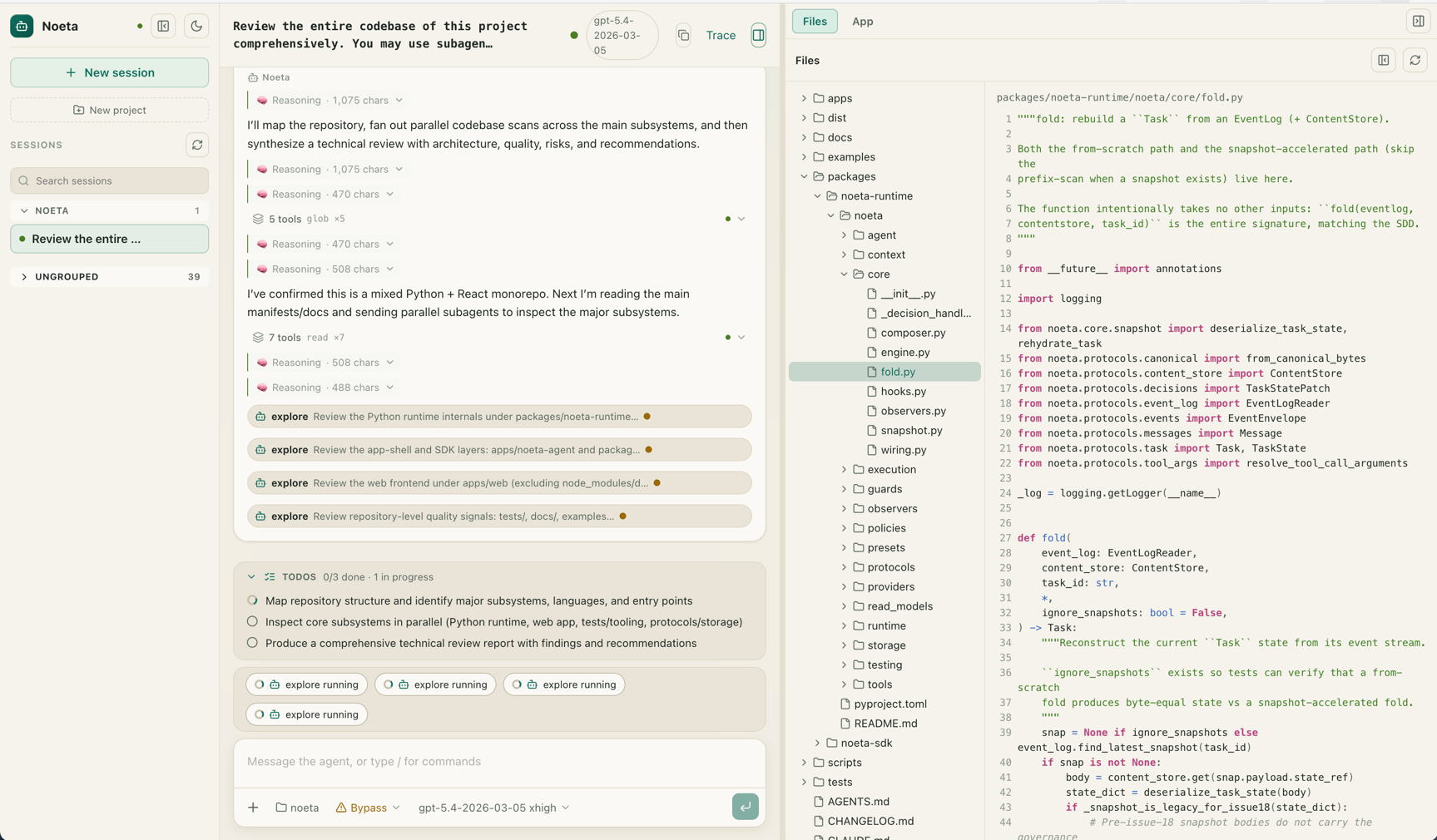 Noeta coding-agent web app