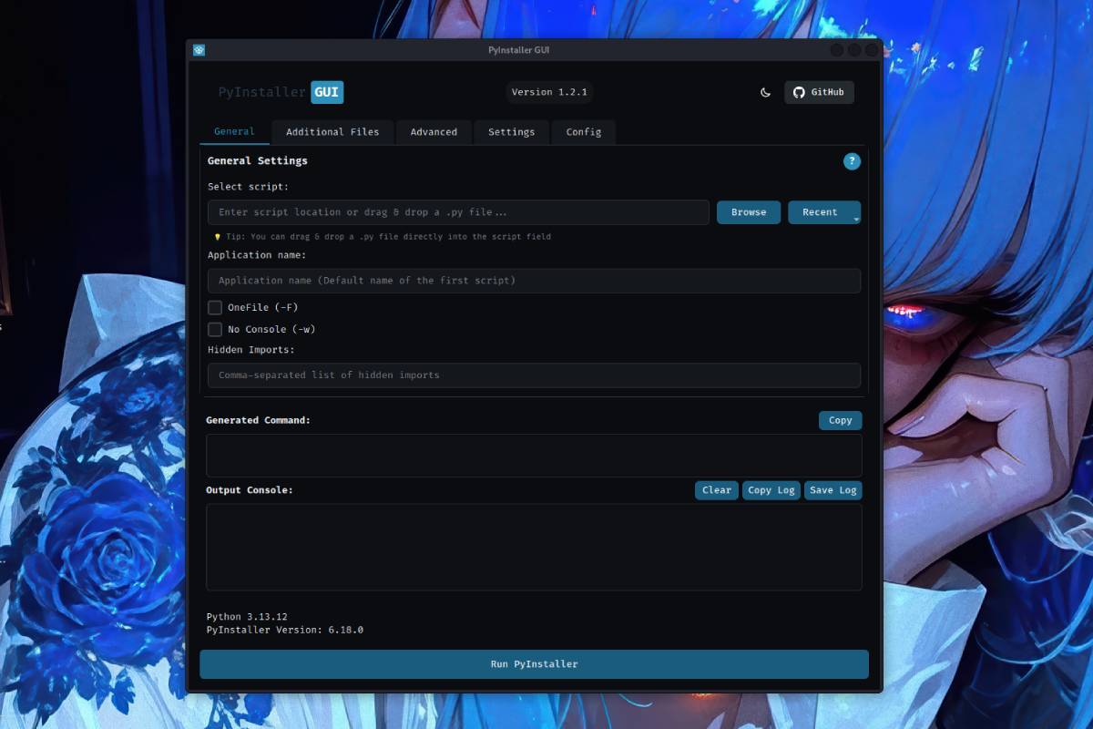 PyInstaller GUI screenshot 1