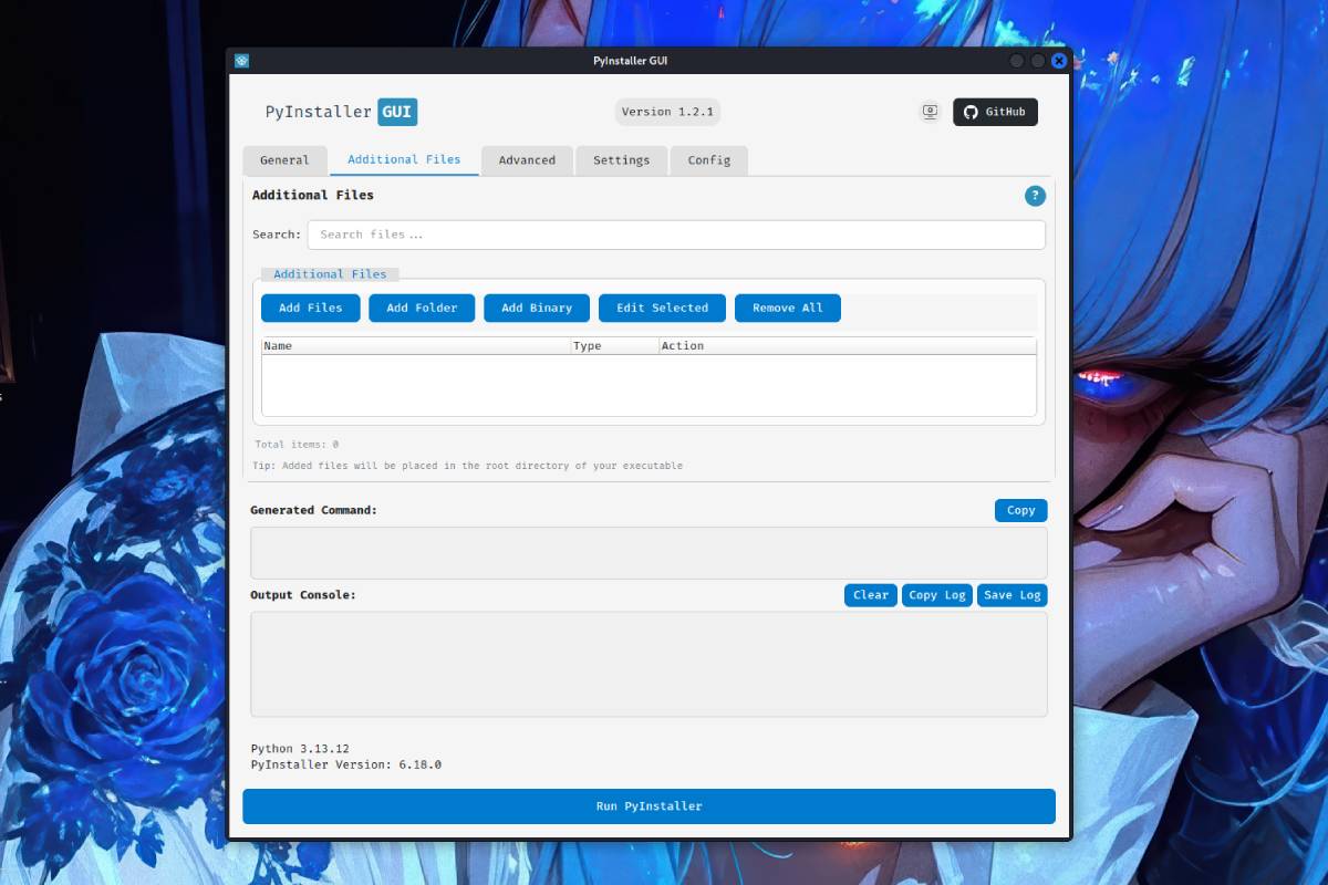 PyInstaller GUI screenshot 2