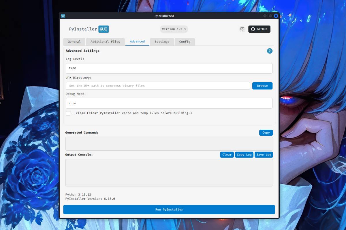PyInstaller GUI screenshot 3