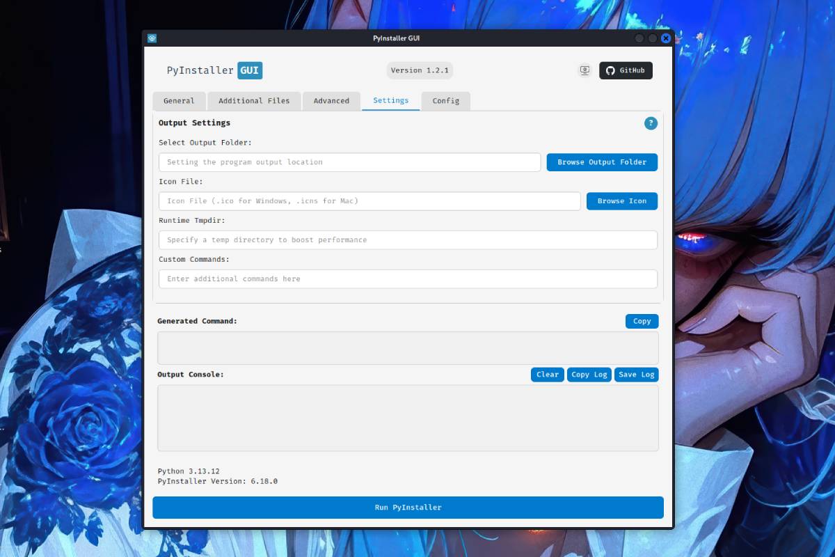 PyInstaller GUI screenshot 4