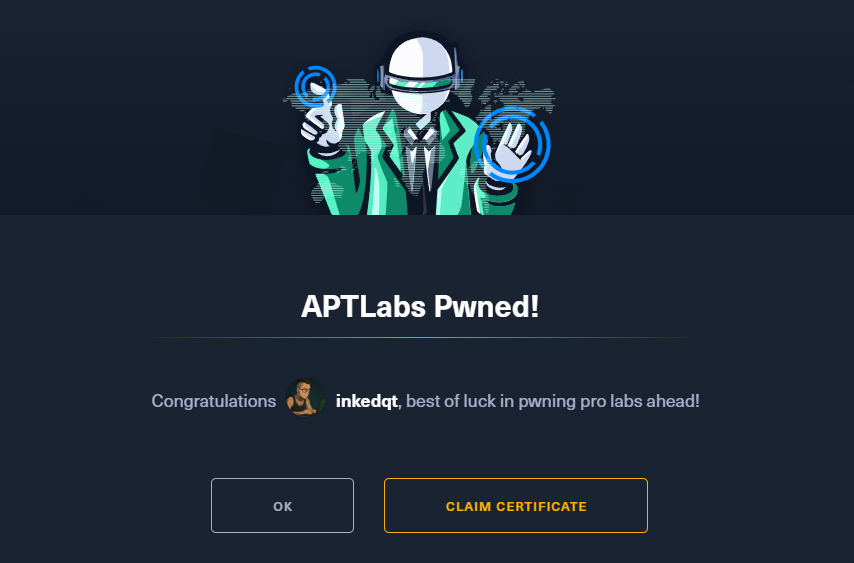 APTLabs proof screen
