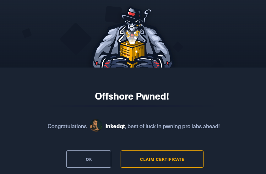 Offshore pwned screen