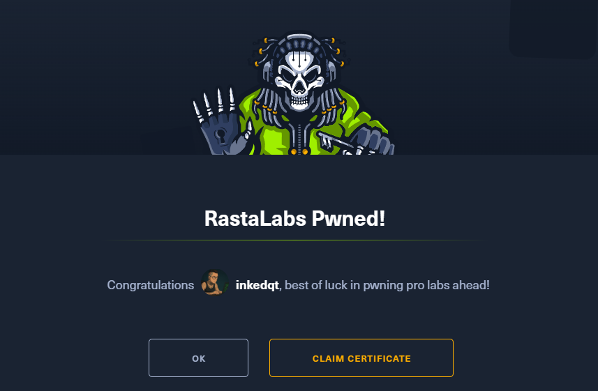 RastaLabs proof screen