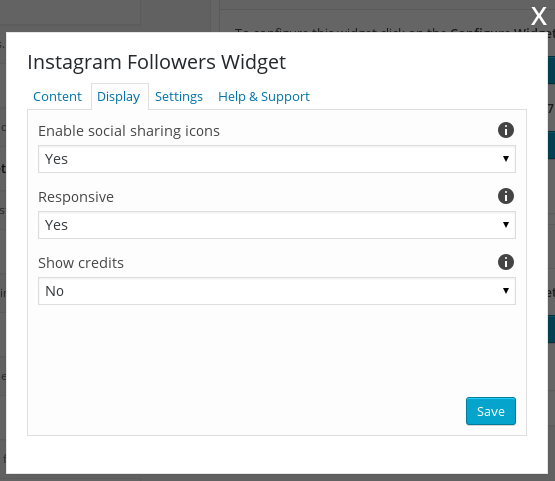 Configuration form -> specifying the widget display options